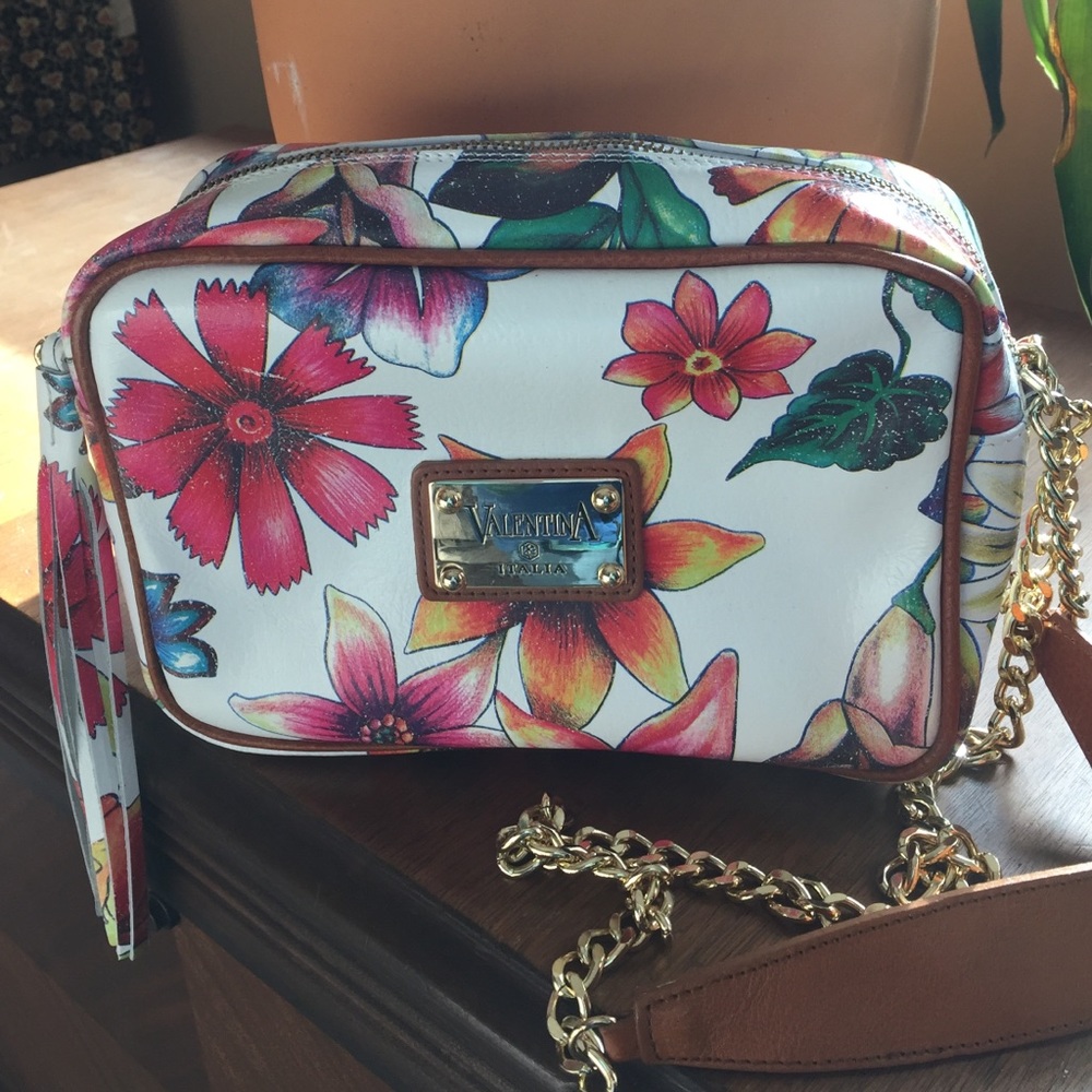 Valentina Floral Printed Leather Handbag